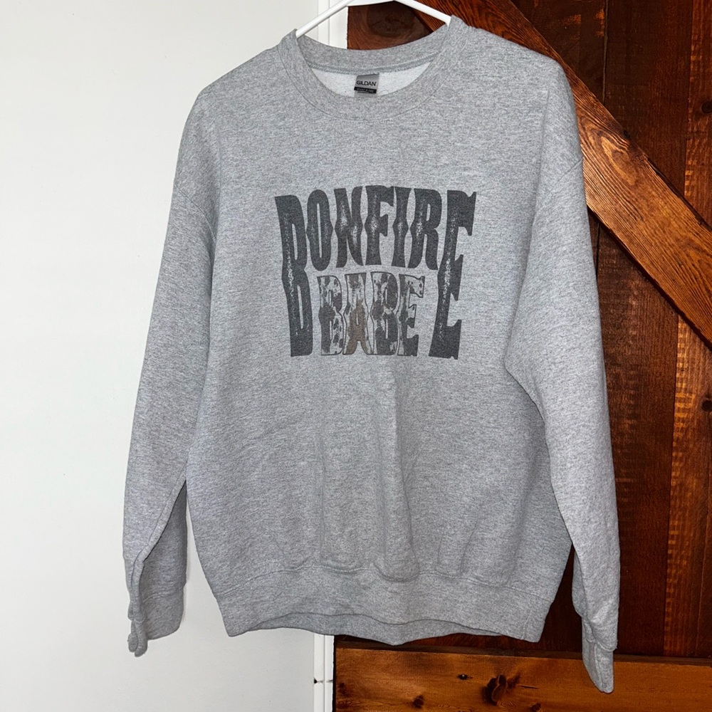 Bonfire Babe Gildan Gray Crewneck Womens crew